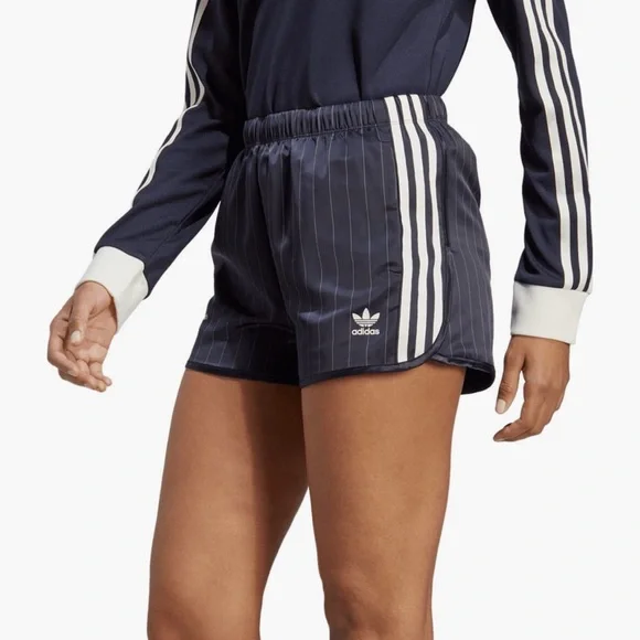 ADIDAS Pinstripe Satin Shorts (S/Blue) - Picture 3 of 13
